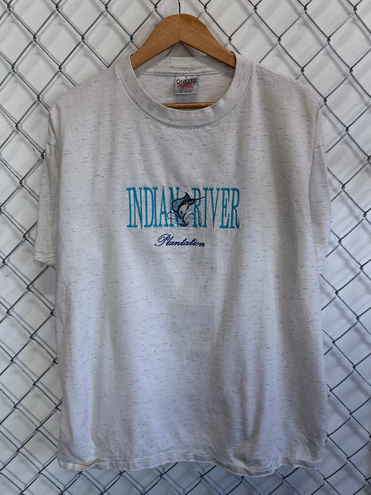 Vintage 90's Oneita Indian River Plantation Marlin Fish Tee Size XL