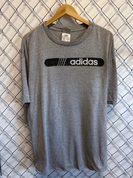 Vintage 90's Adidas Classic Spell Out Grey Tee Size XL