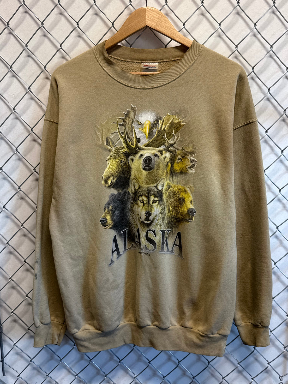 Vintage 90's Alaska Wildlife Animals Nature Crewneck Sweater Size Large