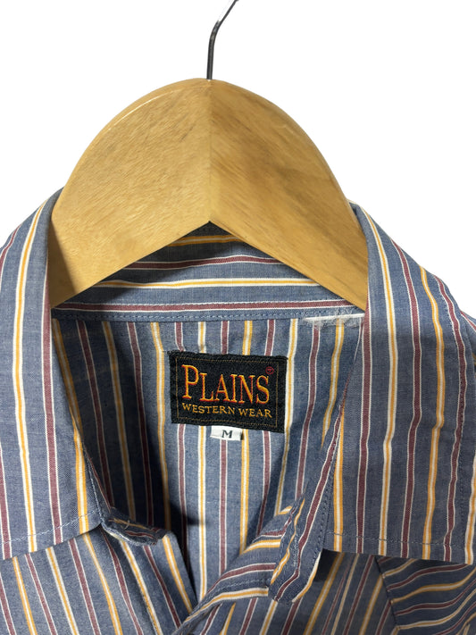 Vintage Plains Western Pearl Snap Striped Button Up Cowboy Shirt Size Medium