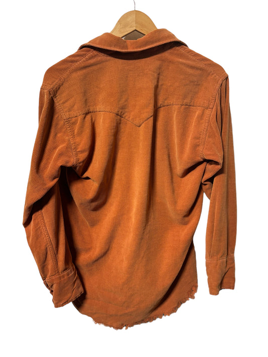 Vintage 90's Karman Brown Corduroy Pearl Snap Western Shirt Size Medium