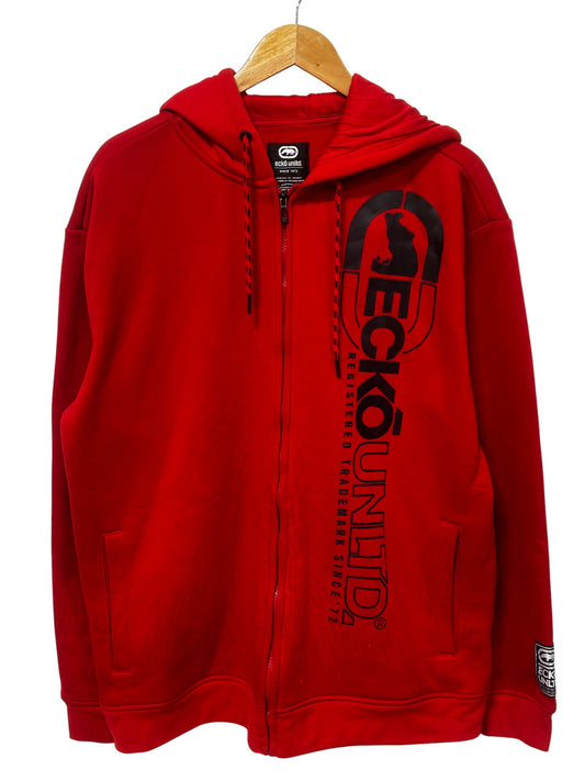 Vintage Y2K Ecko Unlimited Classic Logo Red Zip Up Hoodie Size XL