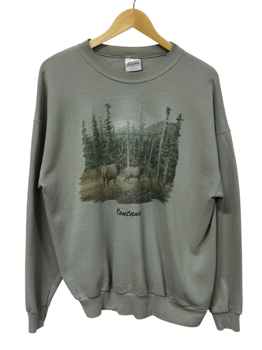Vintage 90's Montana Elk Nature Graphic Sweater Size Large