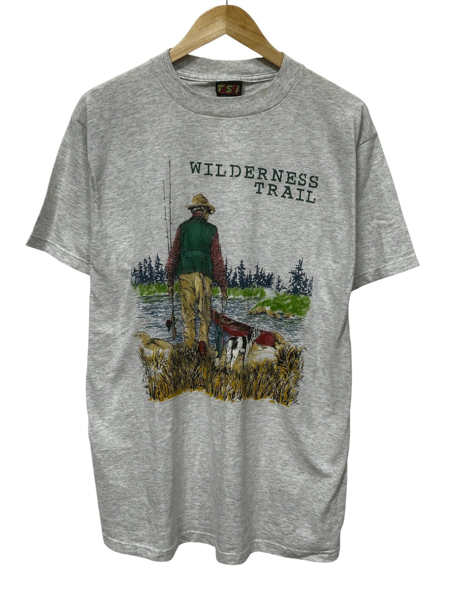 Vintage 90's Wilderness Trail Fishing Graphic Tee Size Large
