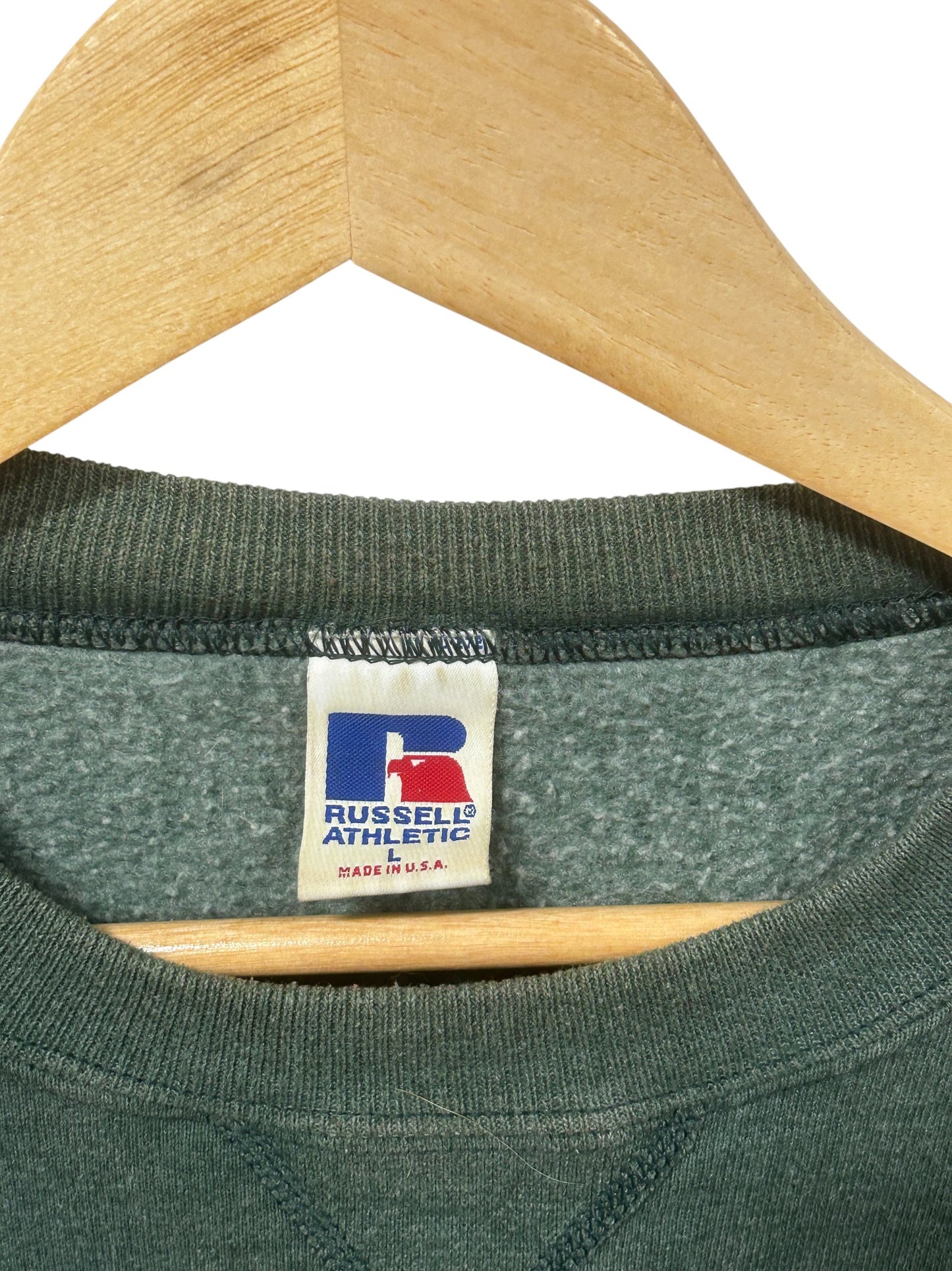 Vintage 90's Russell Athletic Green Blank Crewneck Sweater Size Large