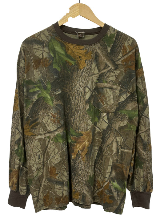 Vintage 90's Woodland Camo Hunting Long Sleeve Shirt Size XL