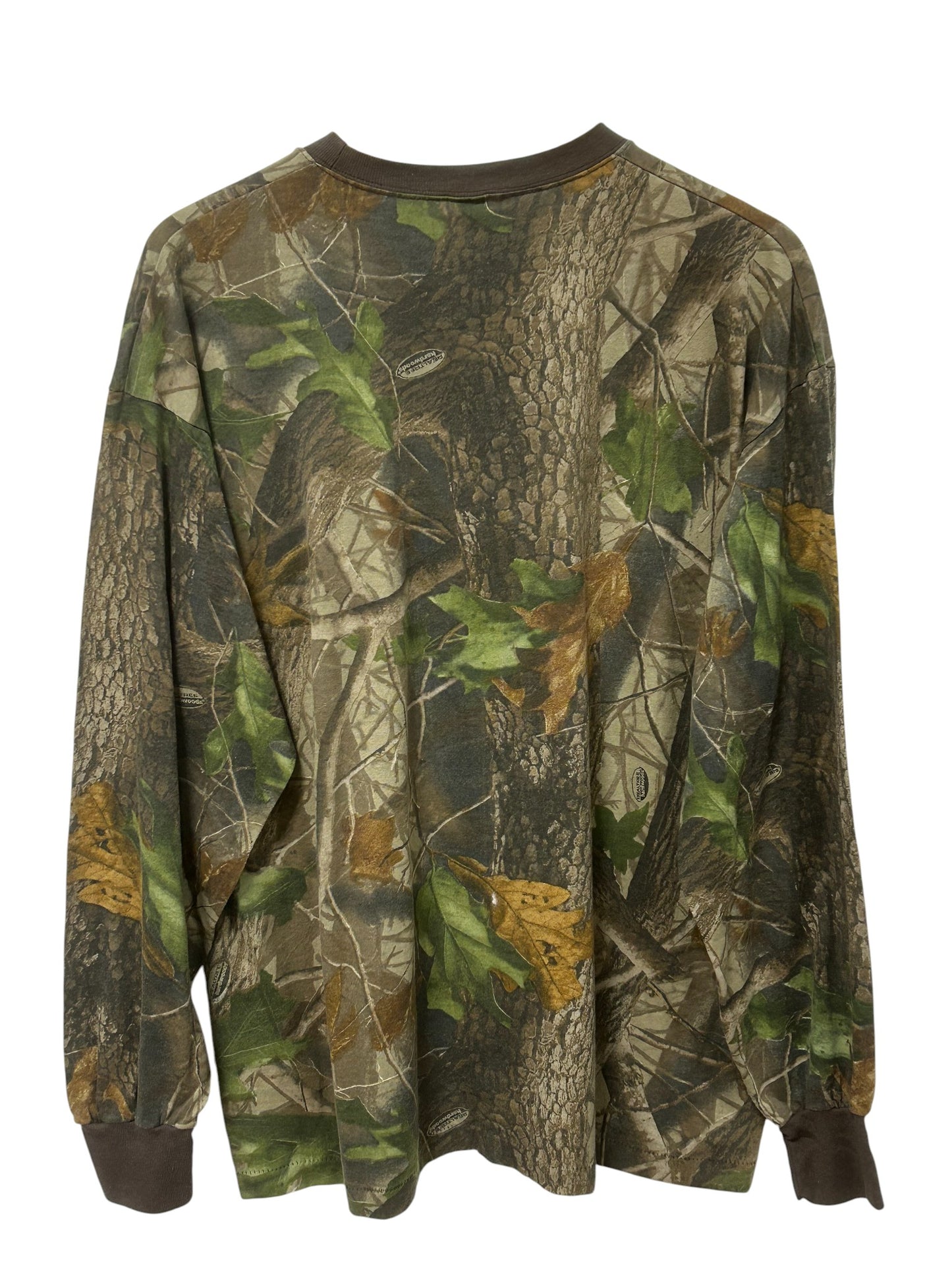 Vintage 90's Woodland Camo Hunting Long Sleeve Shirt Size XL