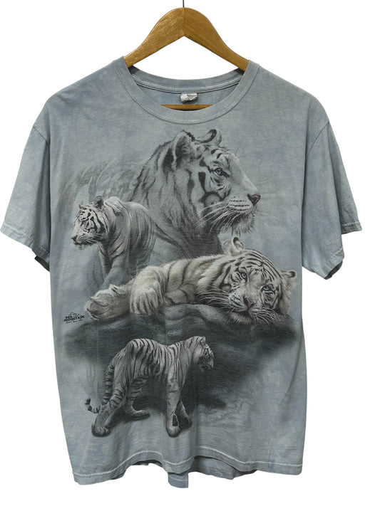 Vintage Y2K Siberian Tiger Big Print Nature Graphic Tee Size Large