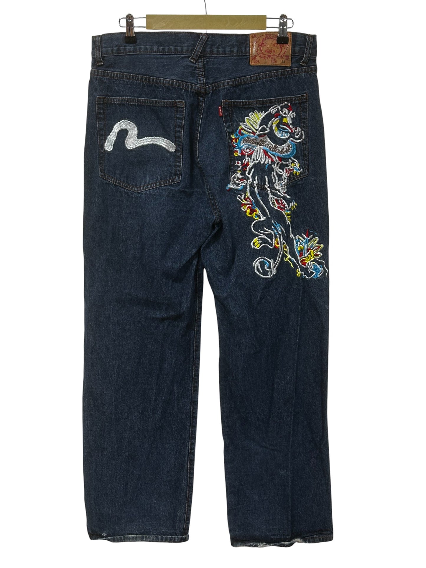 Vintage Y2K Evisu Embroidered Denim Dark Wash Jeans Size 36x32