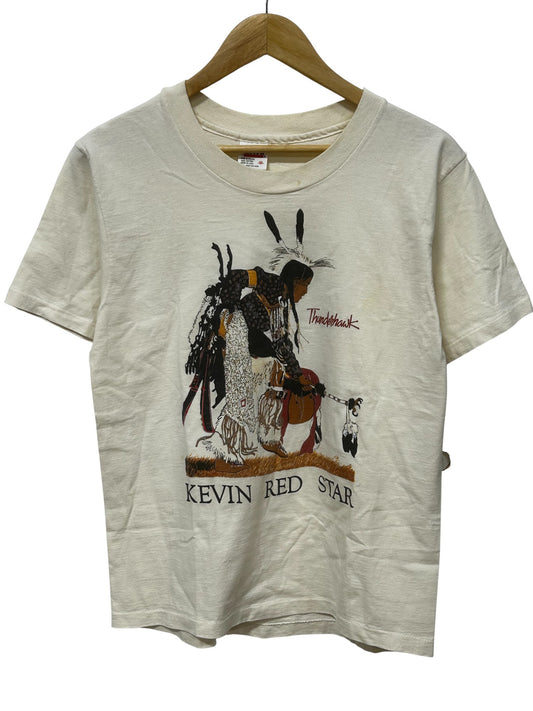 Vintage 90's Kevin Red Star Native American Art Graphic Tee Size Medium