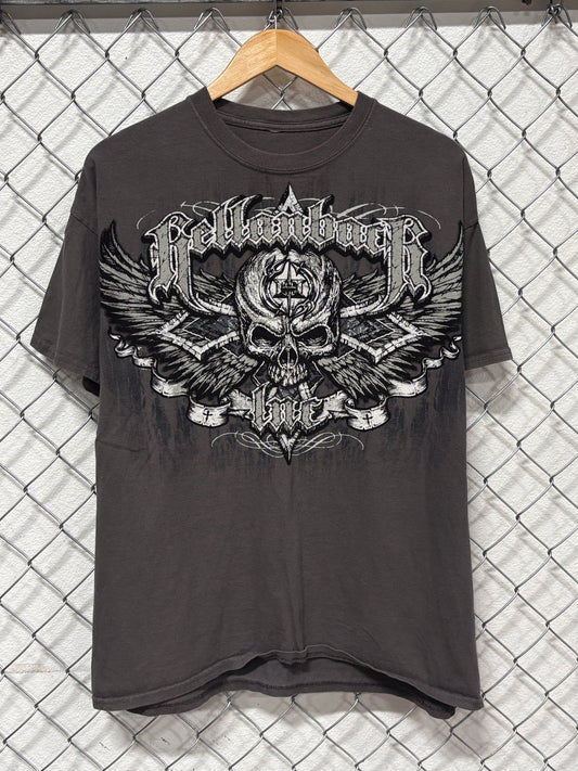 Y2K Hellanbach Affliction Style Skull Graphic Tee Size XL