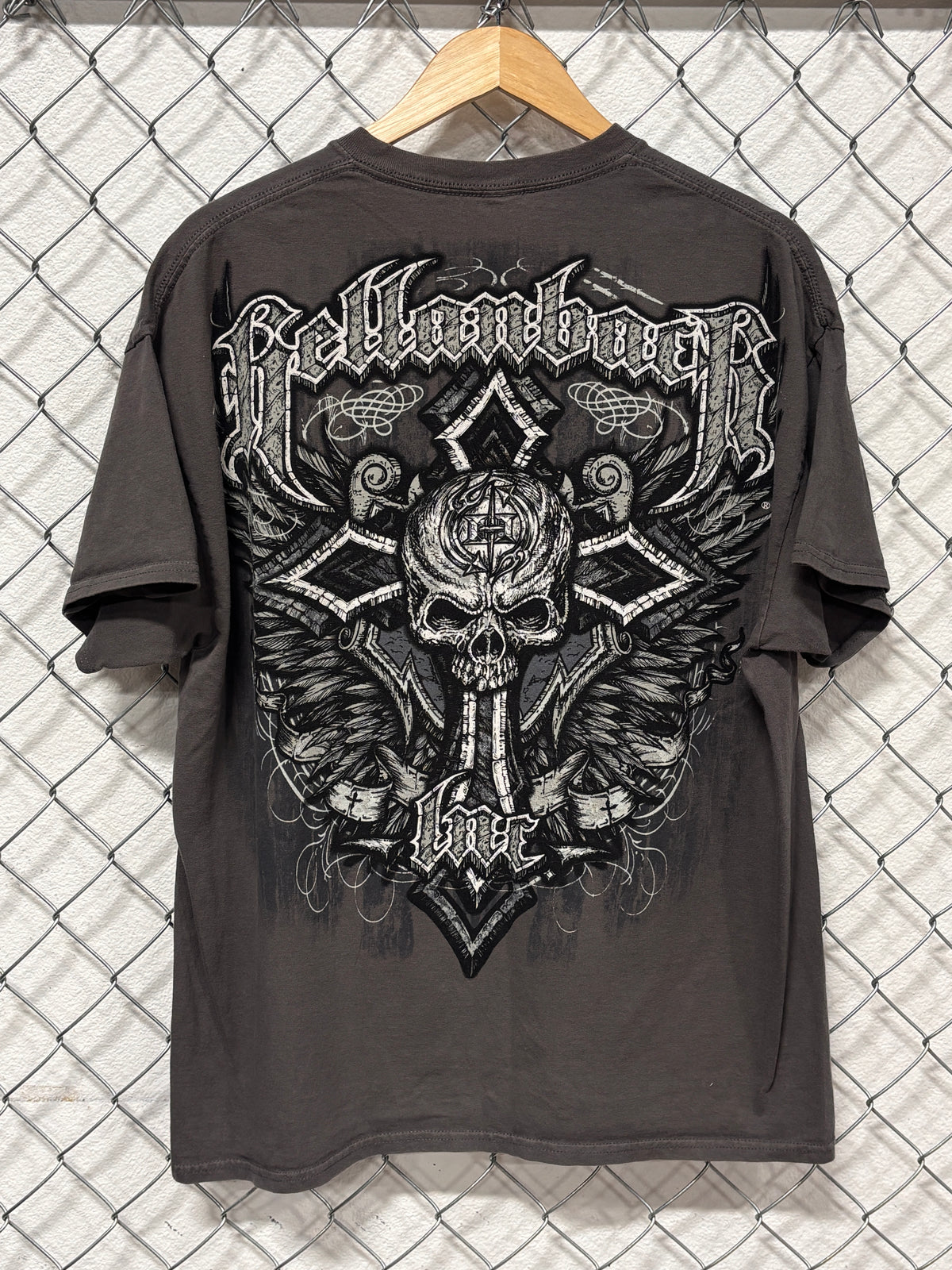 Y2K Hellanbach Affliction Style Skull Graphic Tee Size XL