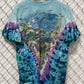 Vintage Liquid Blue Aquatic Life Nature All Over Print AOP Tee Size Large