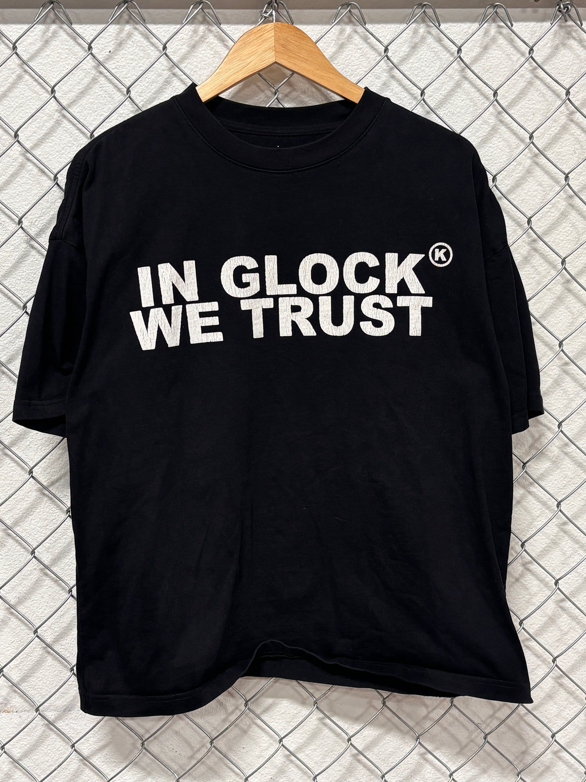 In Glock We Trust Streetwear Black Graphic Tee Size Large