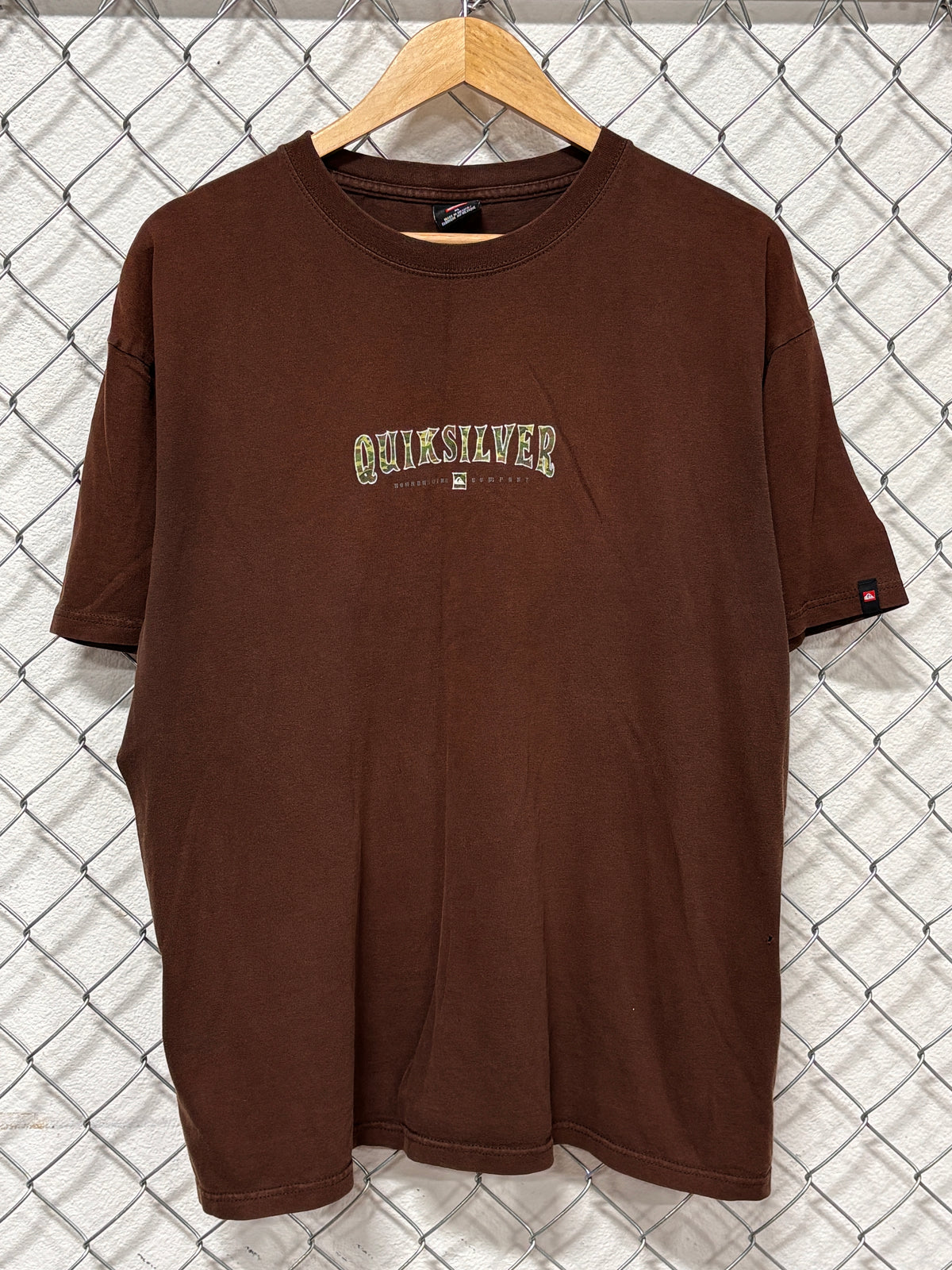 Y2K Quiksilver Boarding Company Brown Graphic Tee Size XL