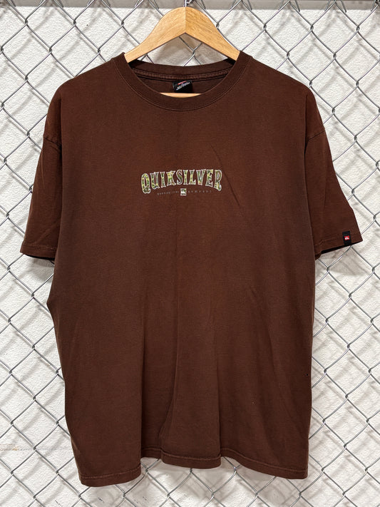 Y2K Quiksilver Boarding Company Brown Graphic Tee Size XL