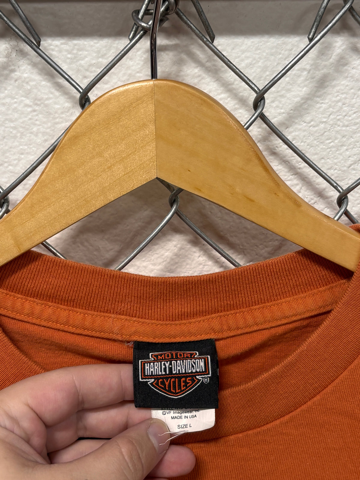 Y2K Harley Davidson Sturgis Biker Rally Orange Graphic Tee Size Large