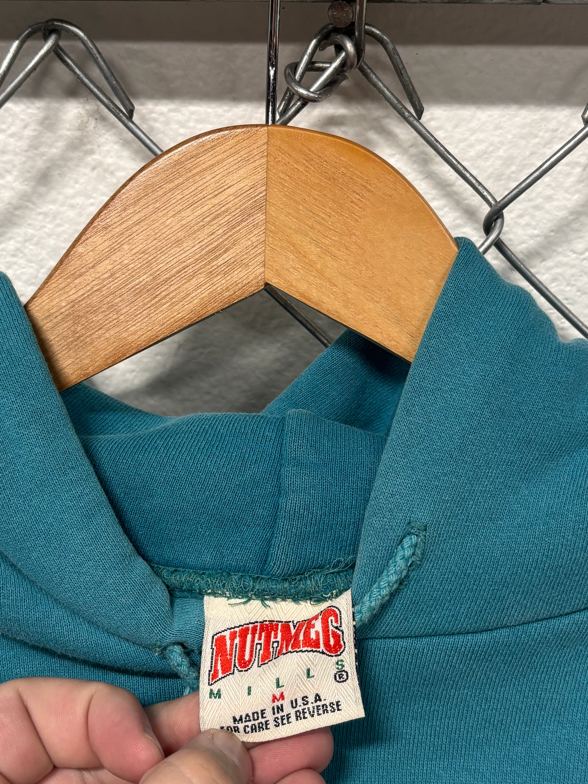 Vintage 1993 Nutmeg Miami Dolphins NFL Teal Blue Hoodie Size Medium