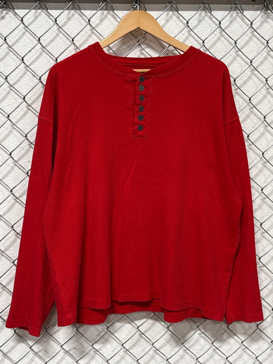 Vintage 90's Marlboro Red Long Sleeve Thermal Henley Shirt Size XL