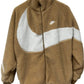 Nike Big Swoosh Reversible Boa Jacket Brown Size XL
