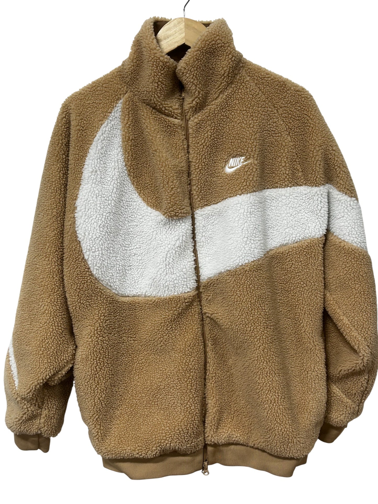 Nike Big Swoosh Reversible Boa Jacket Brown Size XL