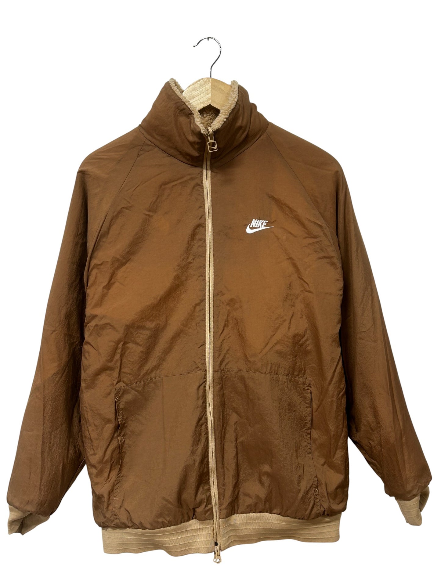 Nike Big Swoosh Reversible Boa Jacket Brown Size XL