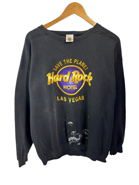 Vintage 90's Thrashed Hard Rock Cafe Paint Splatter Crewneck Size XL