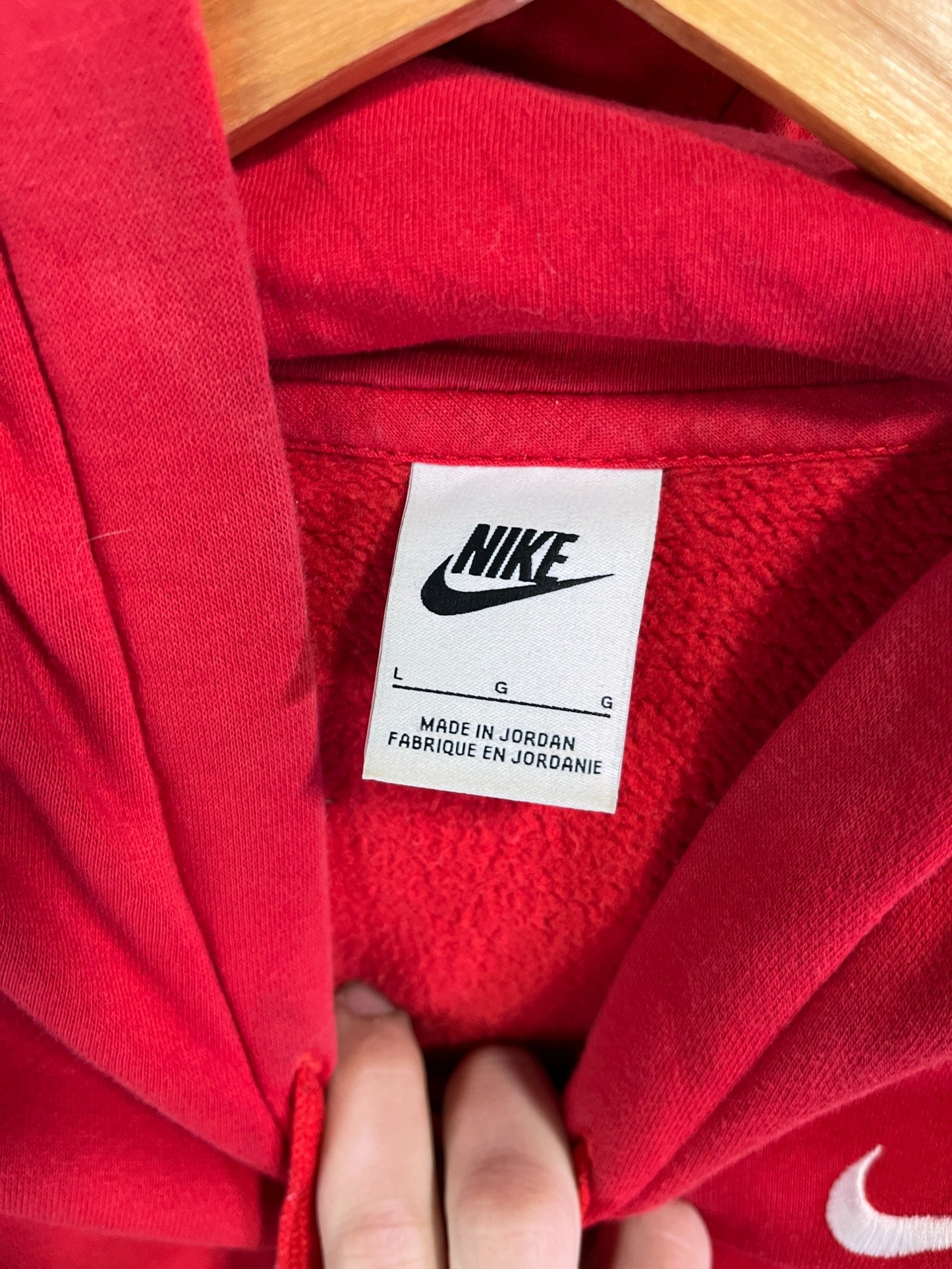 Nike Small Swoosh Red Pullover Hoodie Size Large