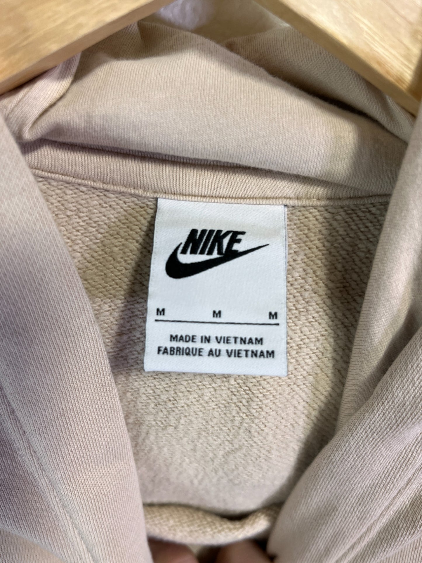 Nike Beige Futura Classic Swoosh Logo Hoodie Size Medium