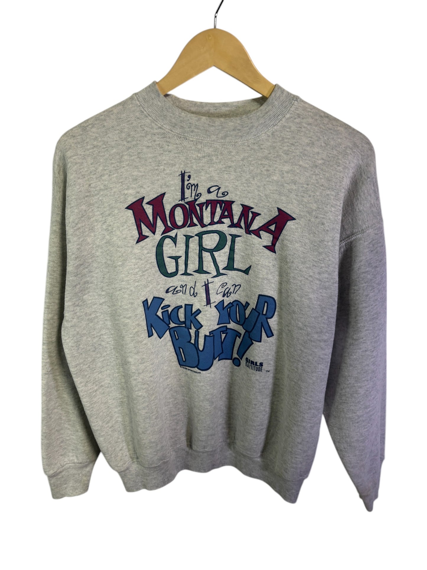 Vintage 90's Montana Girl Kick Your Butt Crewneck Sweater Size Large