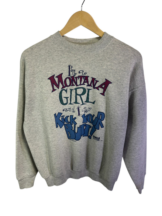 Vintage 90's Montana Girl Kick Your Butt Crewneck Sweater Size Large