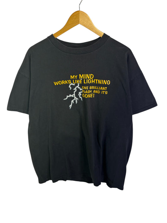 Vintage Mind Works Like Lightning Graphic Tee Size XL