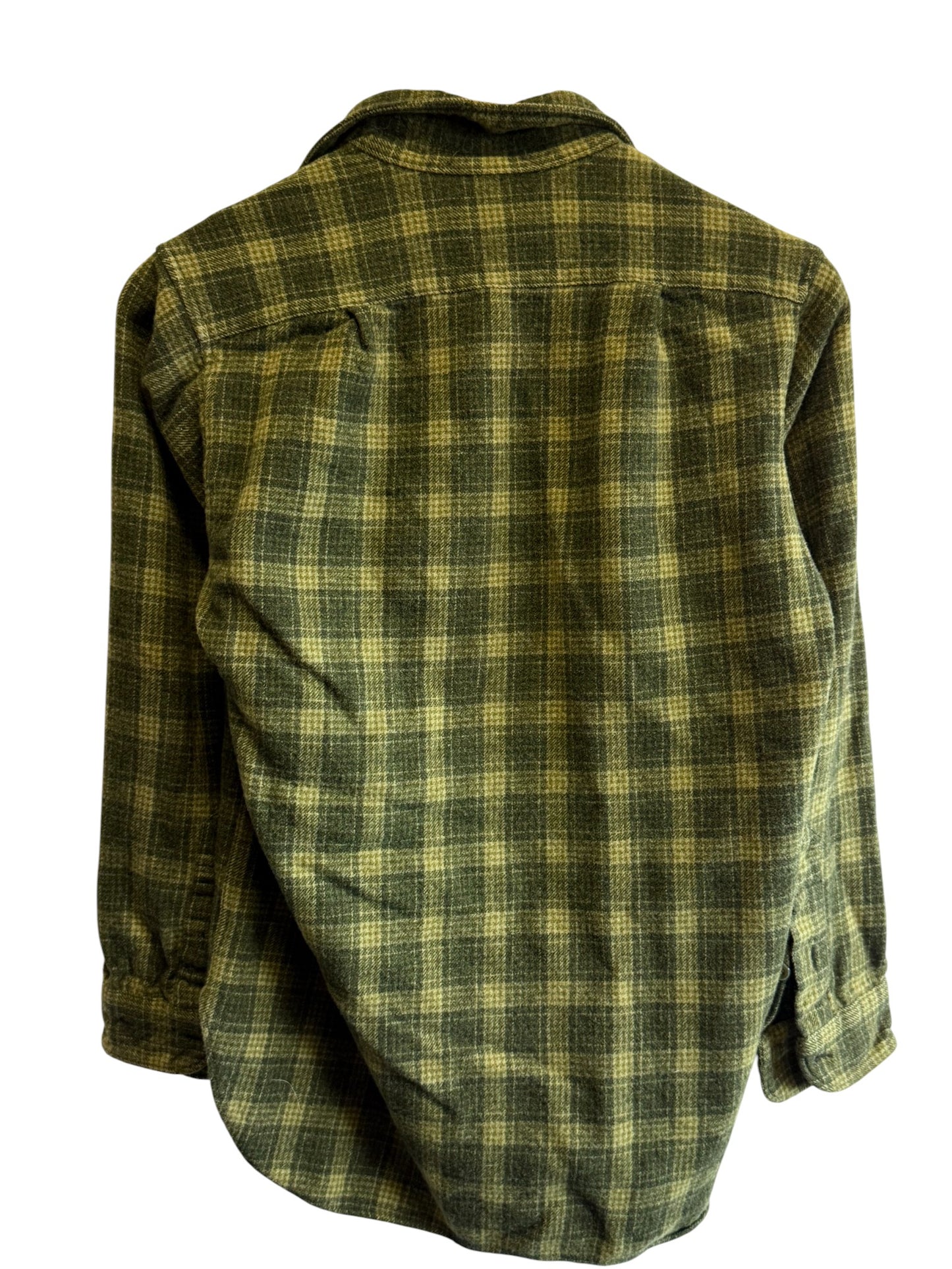Vintage Pendleton Green Plaid Wool Board Shirt Size Large