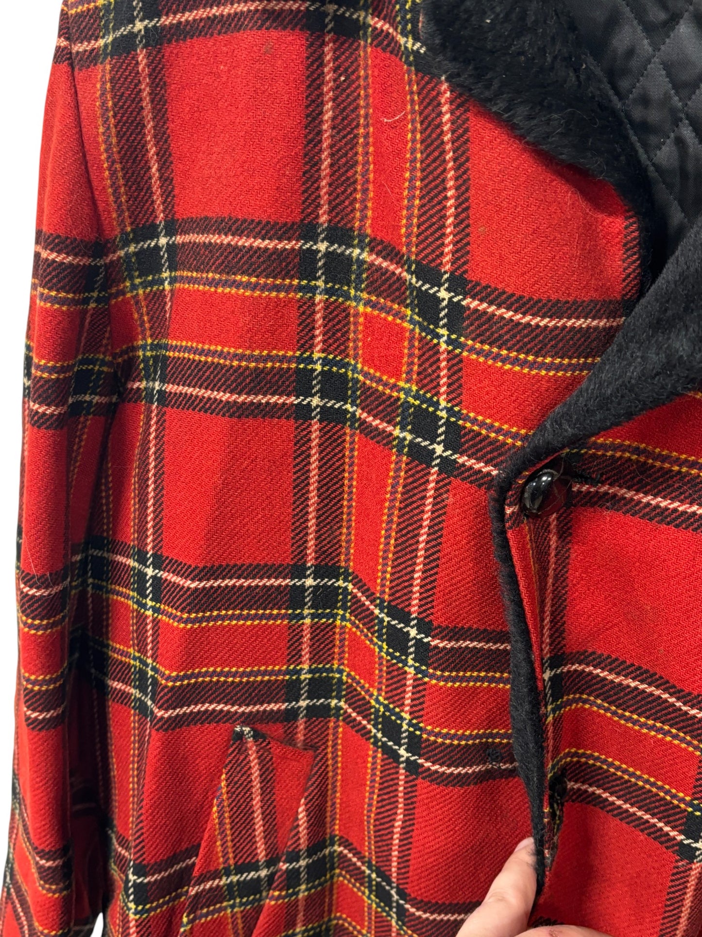 Vintage 1950's Pendleton Checkered Red Plaid Wool Overcoat Size XL