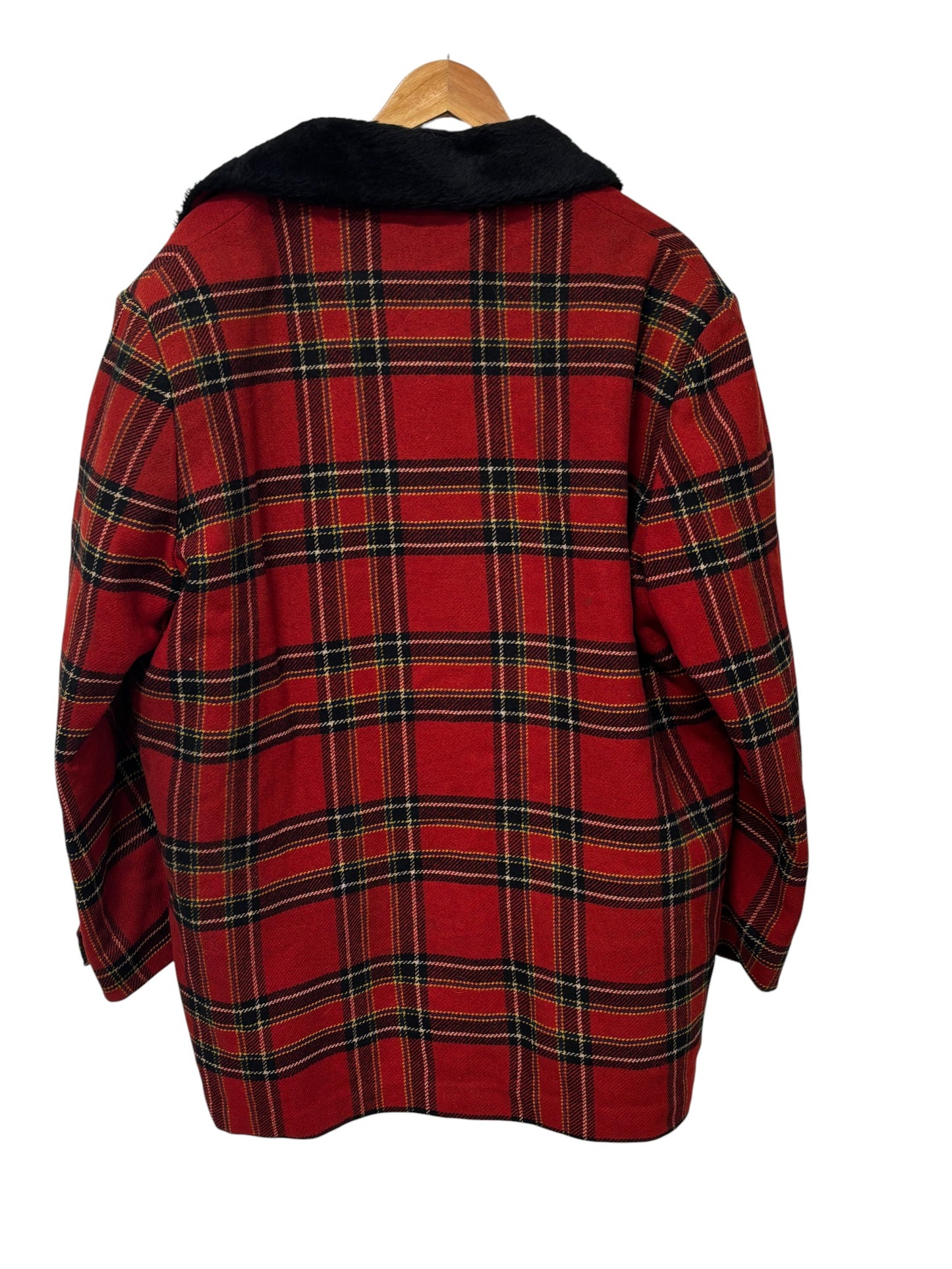 Vintage 1950's Pendleton Checkered Red Plaid Wool Overcoat Size XL