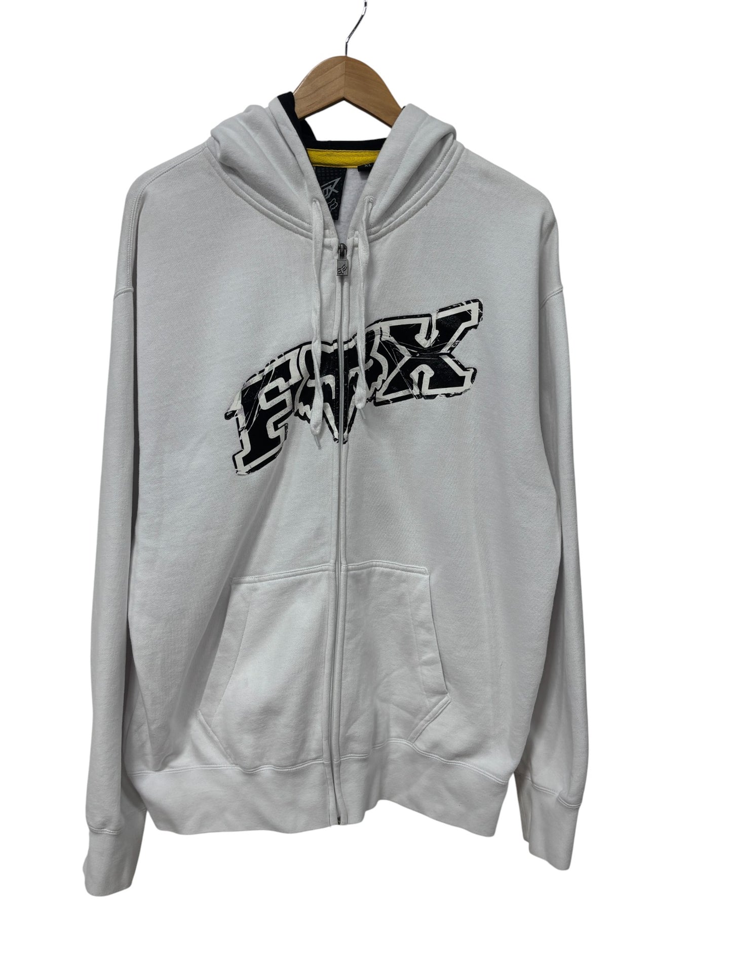 Vintage Y2K Fox Motocross Racing White Zip Up Hoodie Size XL