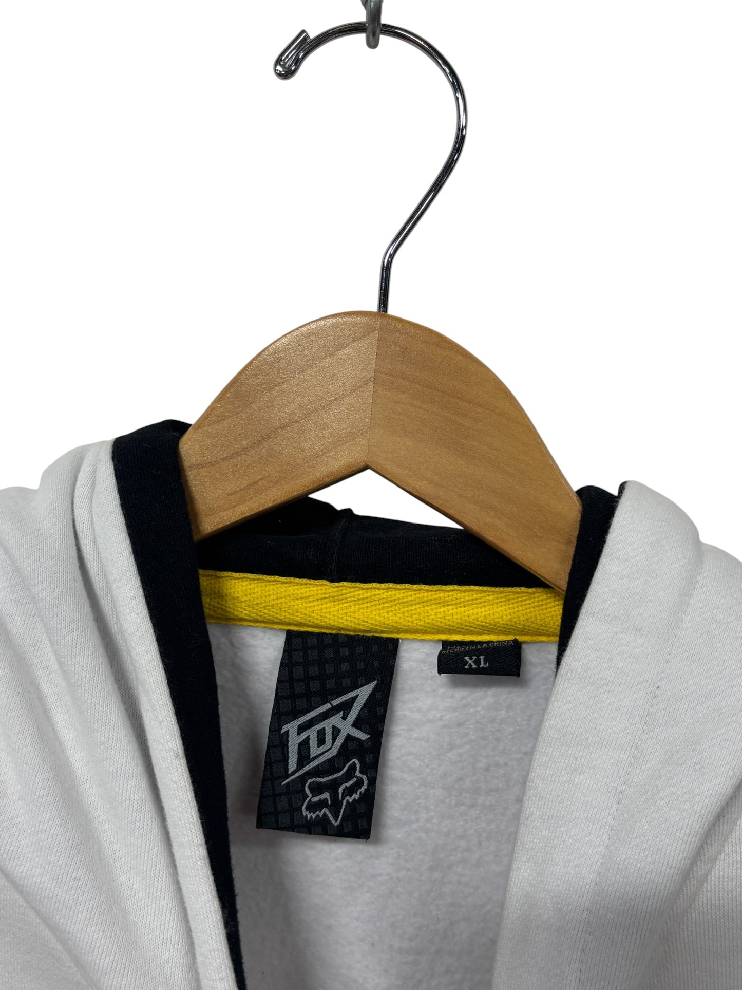 Vintage Y2K Fox Motocross Racing White Zip Up Hoodie Size XL