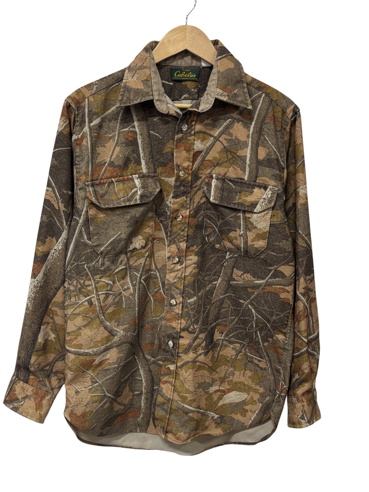 Vintage Cabela's Woodland Camo Hunting Button Up Shirt Size Medium