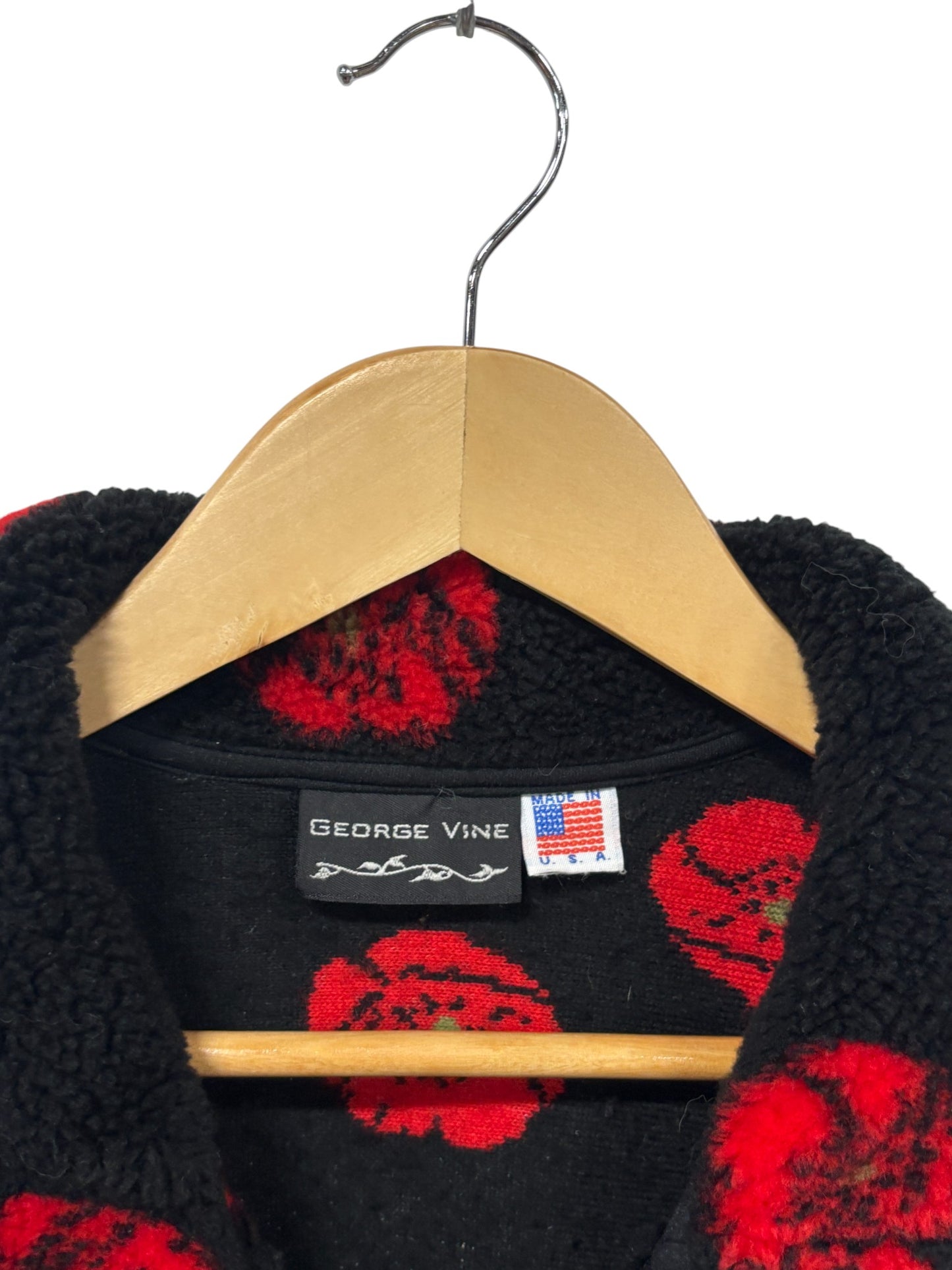 Vintage 90's Roses All Over Print Sherpa Zip Up Jacket Size XL