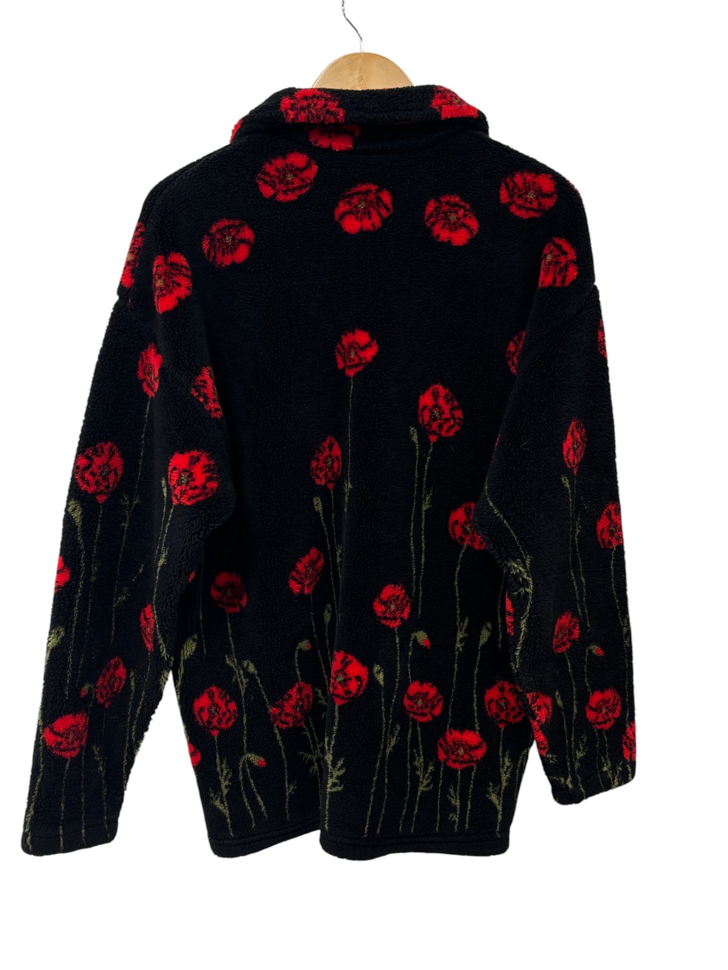 Vintage 90's Roses All Over Print Sherpa Zip Up Jacket Size XL