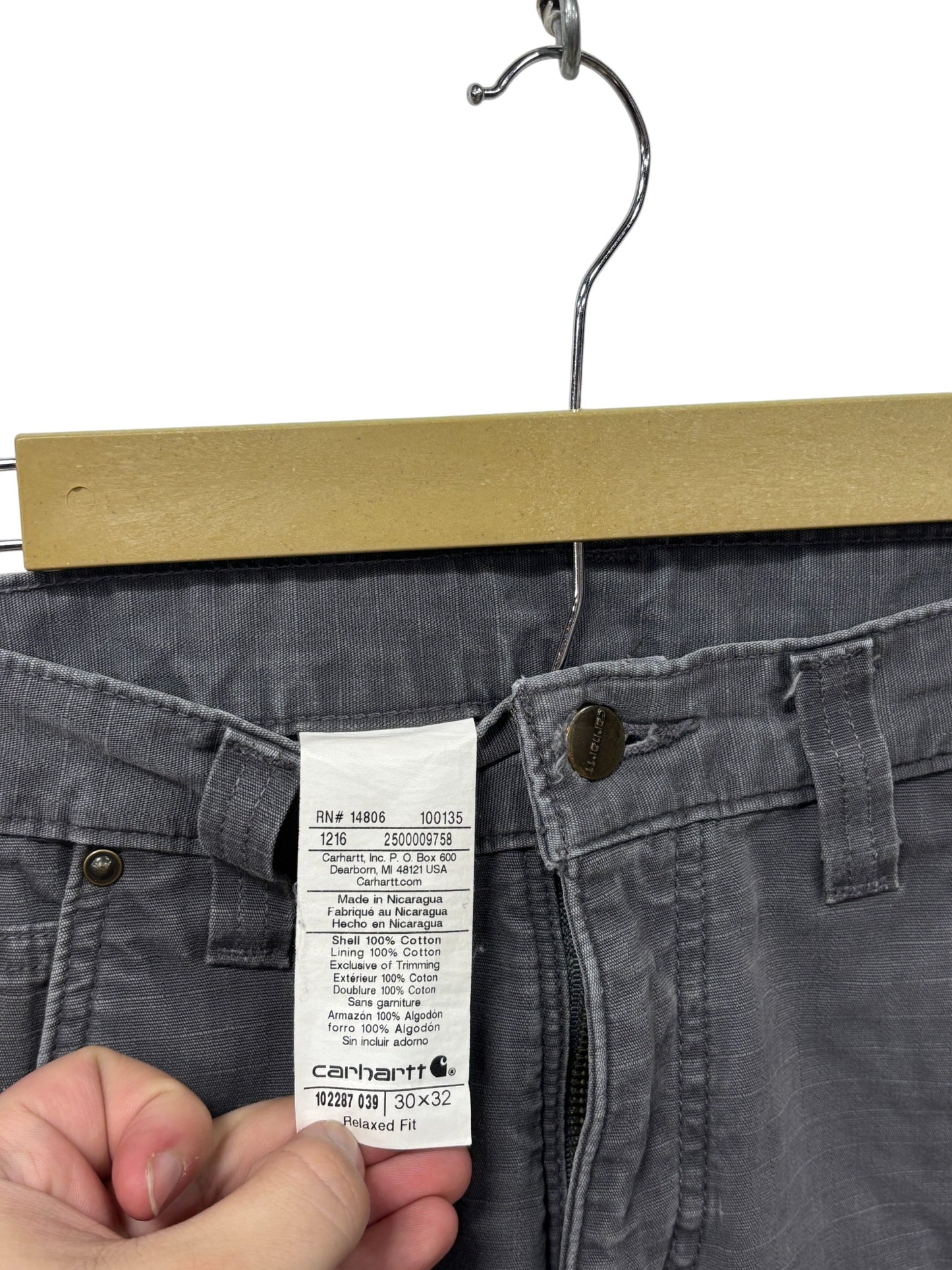 Carhartt Grey Cargo Carpenter Flannel Lined Pants Size 29x30