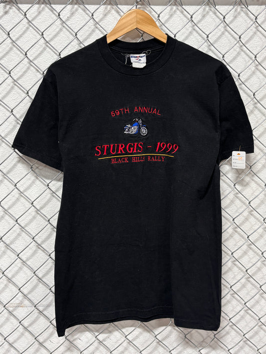 Vintage 1999 Sturgis Black Hills Rally Harley Black Graphic Tee Size Large