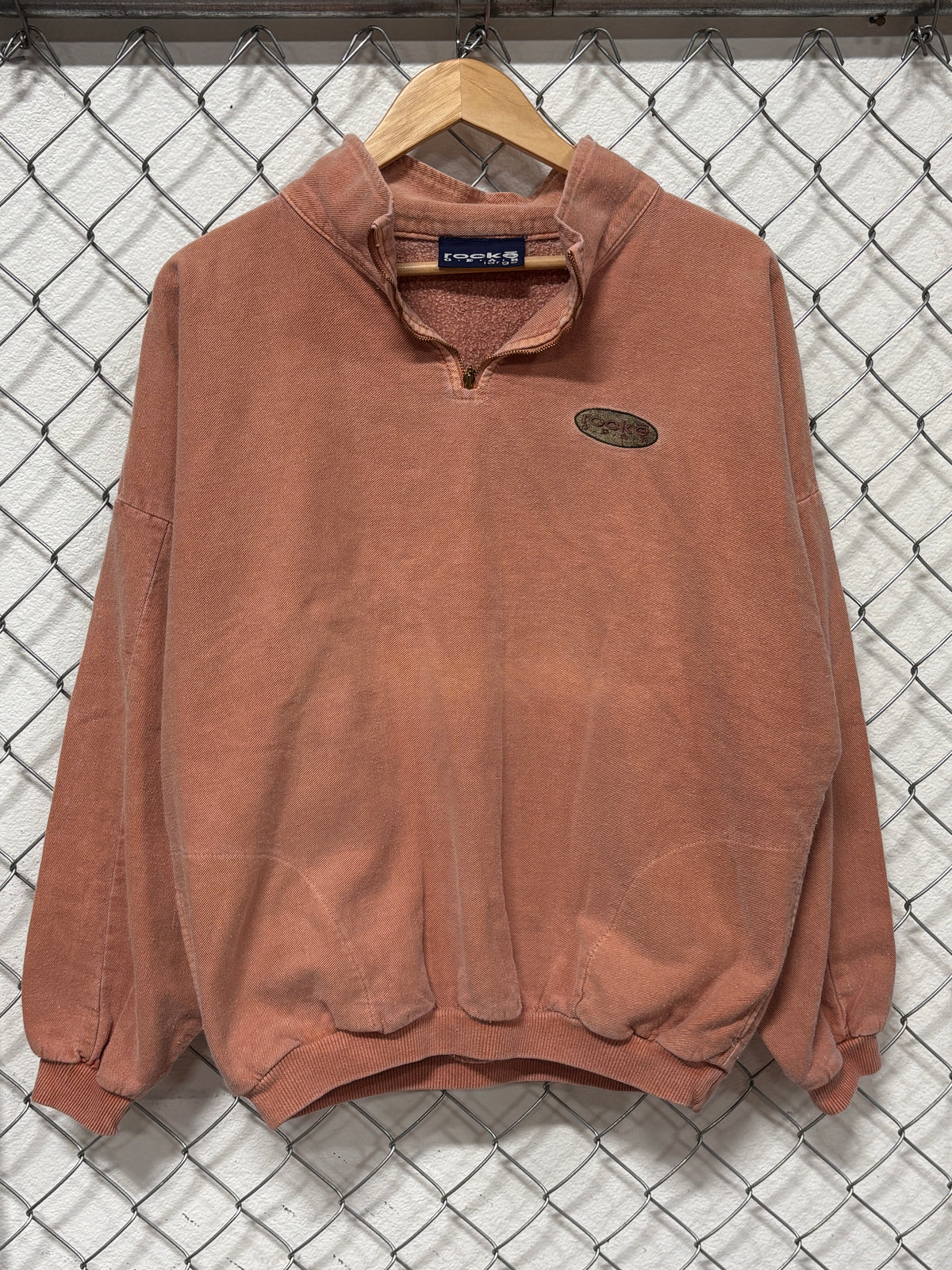 Vintage 90's Rocke Gear Overdyed Quarter Zip Pullover Sweater Size Large