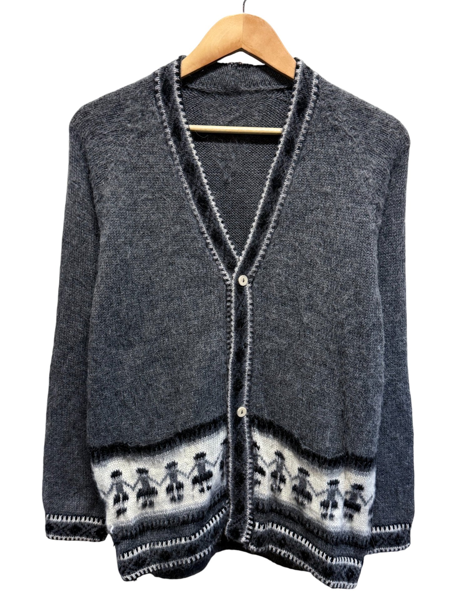 Vintage 80's Grey Alpaca Wool Cardigan Sweater Size Large