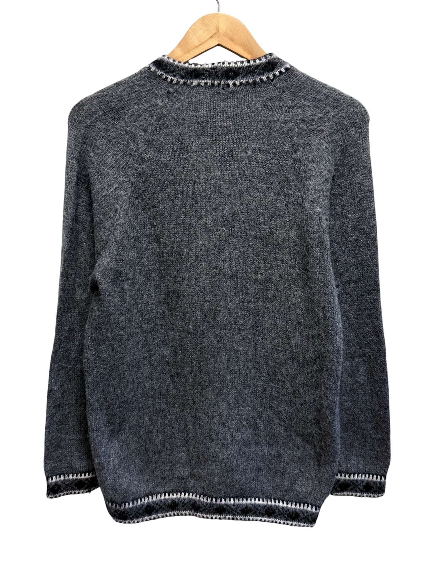 Vintage 80's Grey Alpaca Wool Cardigan Sweater Size Large