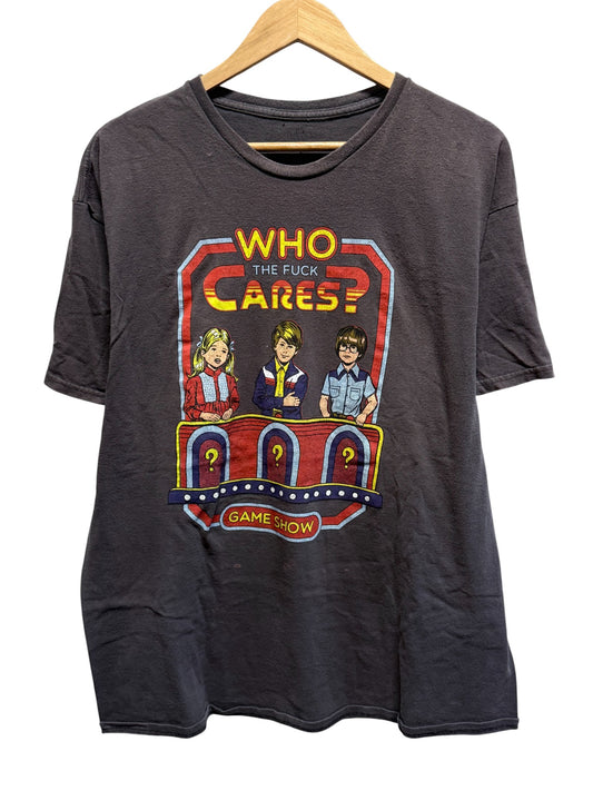 Who the F Cares Game Show Parody Graphic Tee Size Large