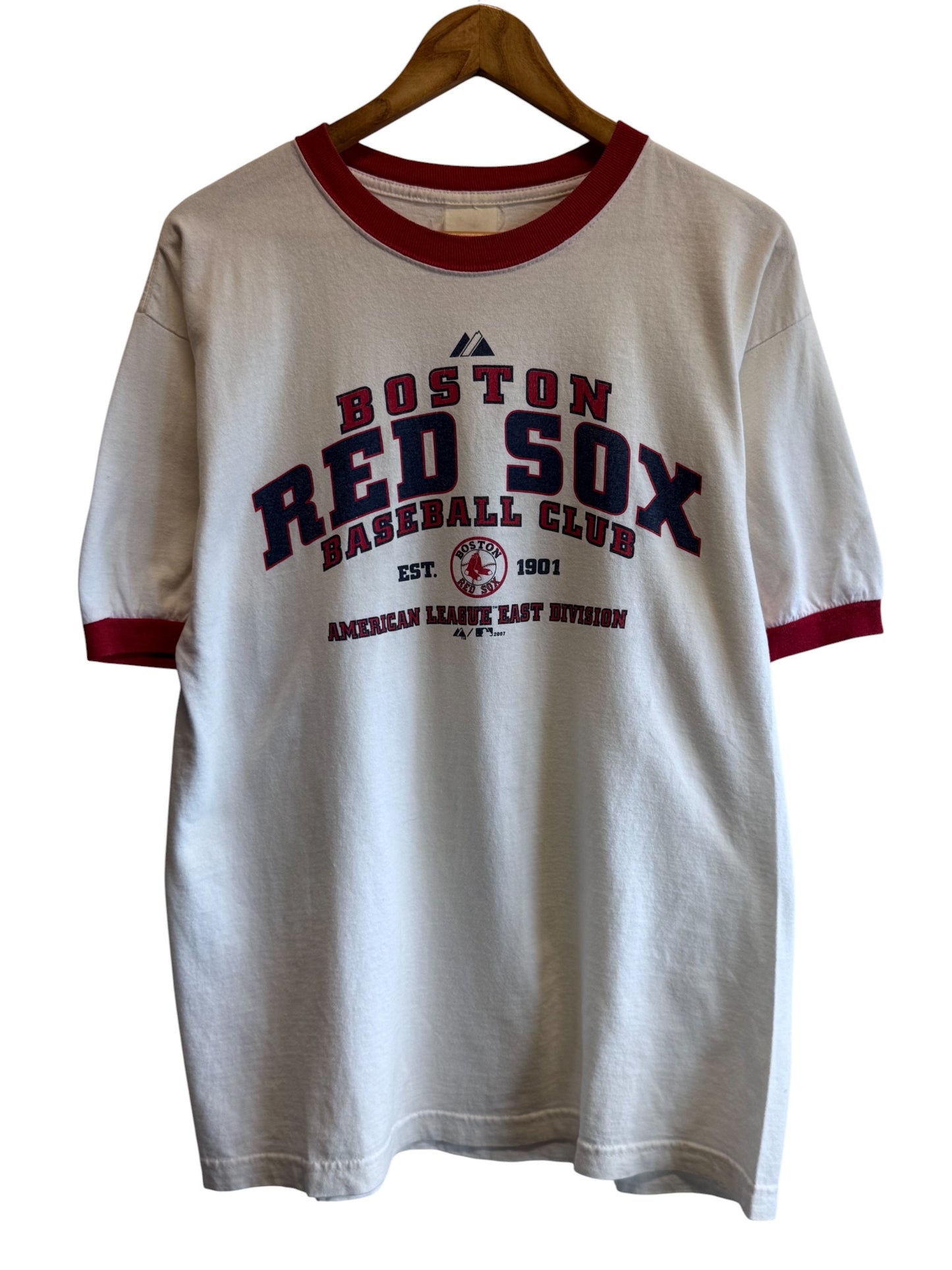 Vintage Y2K Boston Red Sox Baseball Club Ringer Graphic Tee Size Large