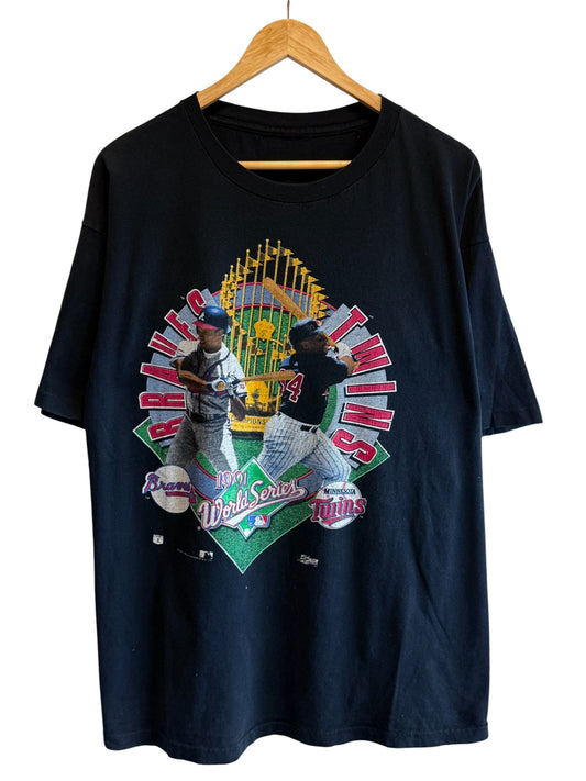Vintage 1991 World Series Braves Twins Baseball Graphic Tee Size XL