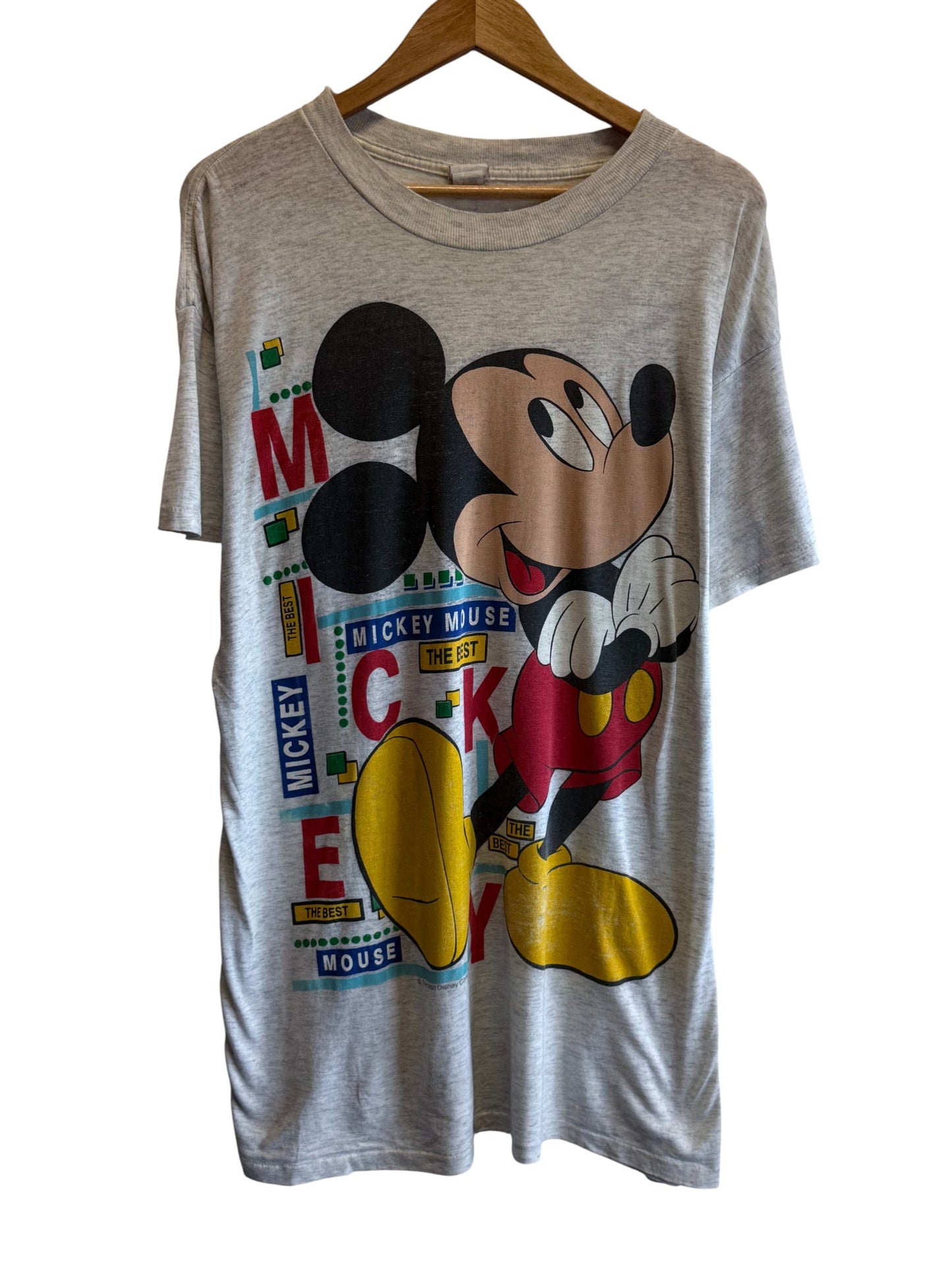 Vintage 90's Disney Mickey Mouse Cartoon Graphic Sleep Shirt Tee Size XL