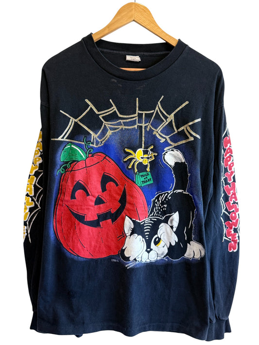 Vintage 90's Freeze Halloween Trick or Treat Big Print Long Sleeve Shirt Size XL